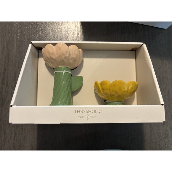 NIB Threshold Floral Taper Candleholders Set of 4 - Picture 3 of 6